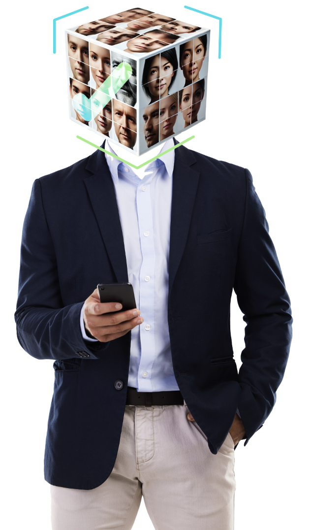Businessman with Cube Head